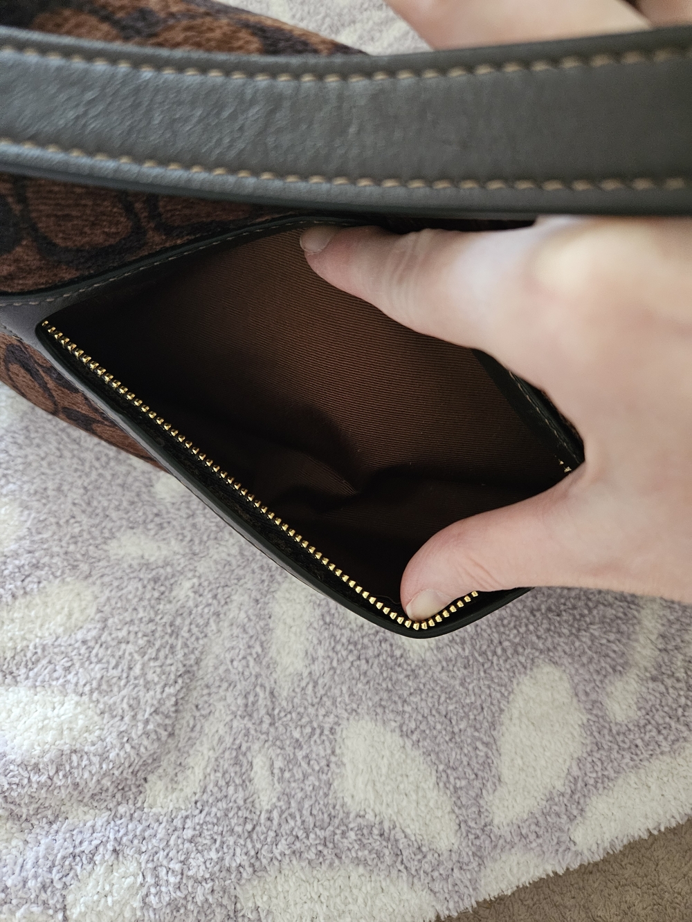 Coach Small Brown and Black Signature Jacquard Shoulder Bag - Picture 6 of 10